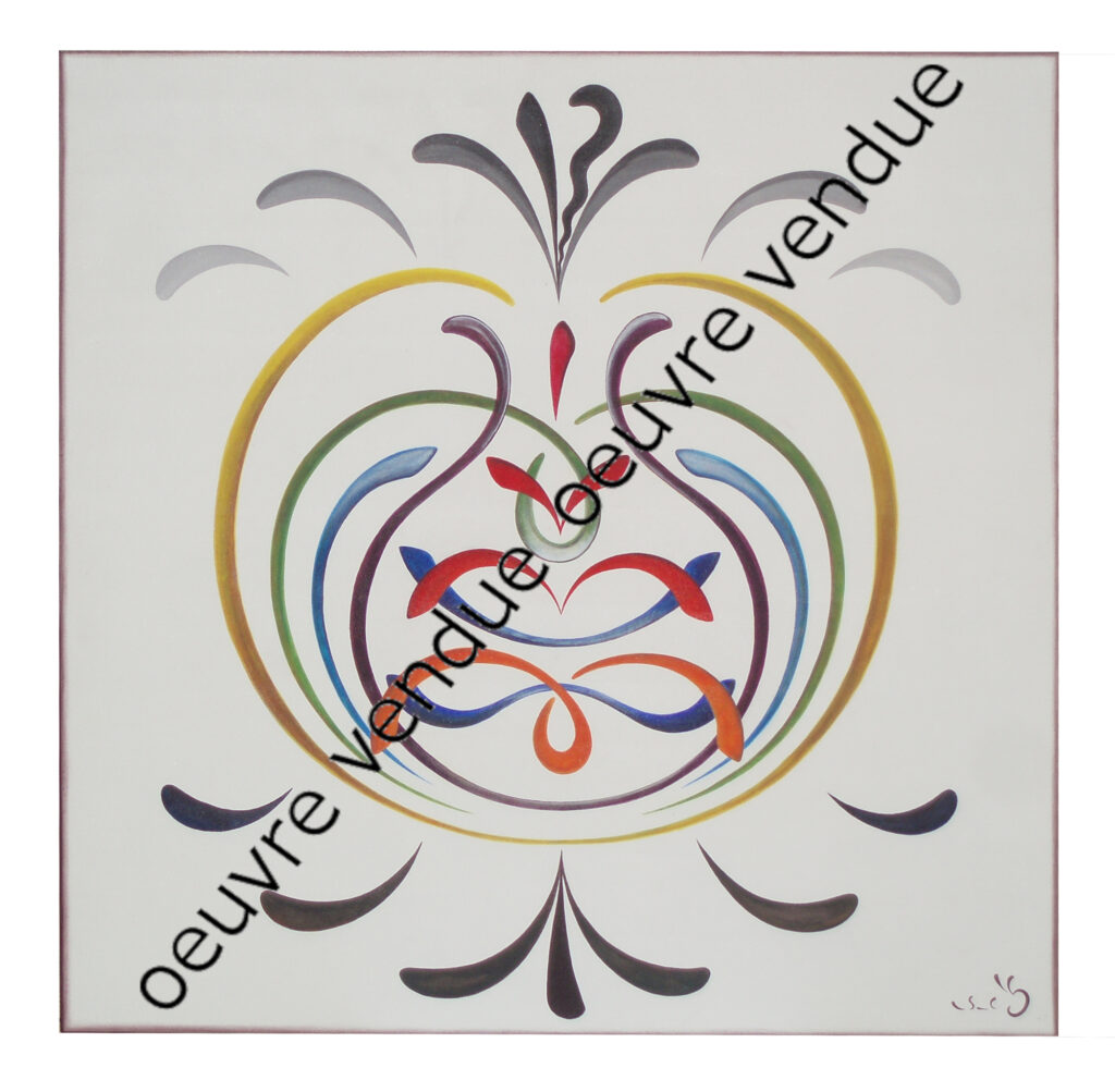 "L'ilu" en superposition, voyelles et consonnes
H100cm x L100cm